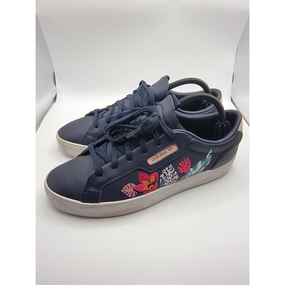 adidas X HER Studio London Sleek Floral Sneakers Women's Size 8.5 Navy EUC
